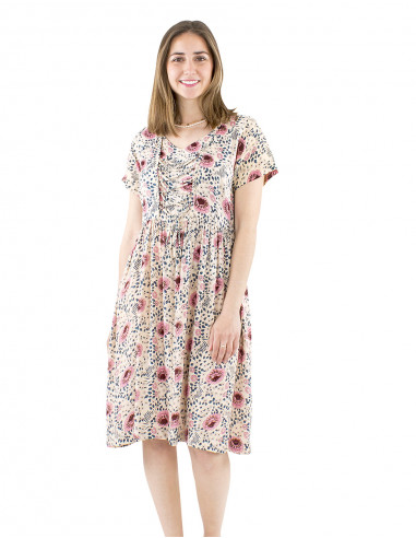 Vestido de viscosa con cordones delanteros