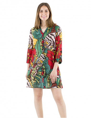 Vestido tunica velo algodon estampado Sauvage