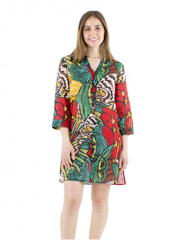 Vestido tunica velo algodon estampado Sauvage