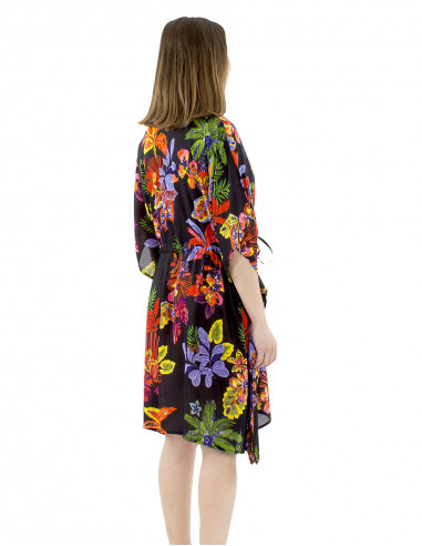 Vestido kaftan algodon estampado Hawaian