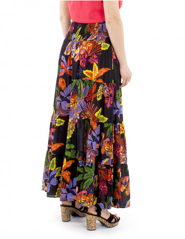 Falda viscosa volantes estampado Hawaian