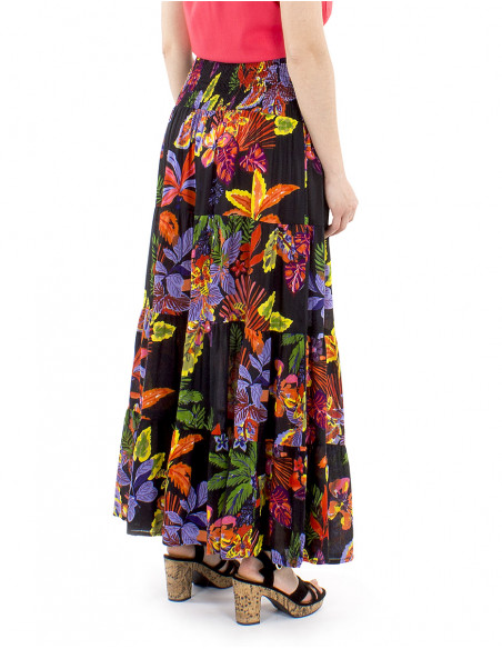 Falda viscosa volantes estampado Hawaian