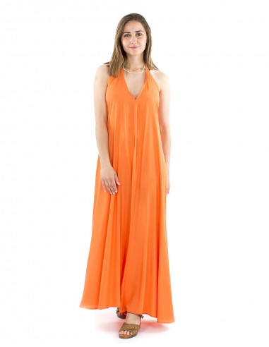 Vestido viscosa liso tirantes espalda desnuda