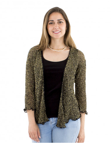 Chaqueta malla 95% poliester con 5% hilo metalico