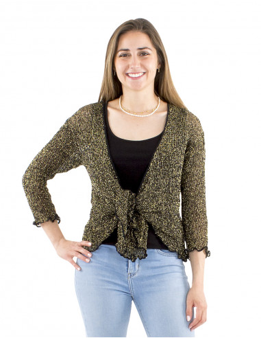 Chaqueta malla 95% poliester con 5% hilo metalico