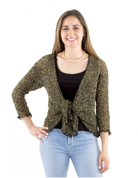 Chaqueta malla 95% poliester con 5% hilo metalico