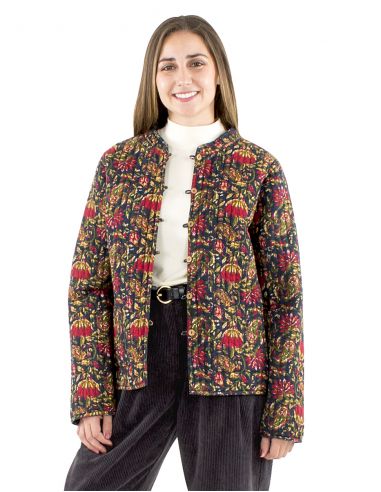 Chaqueta acolchada algodon reversible estampado
