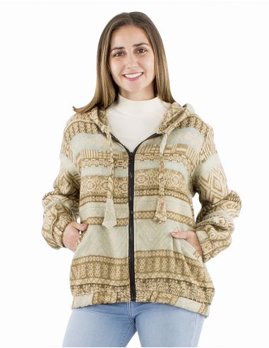 Cazadora acrilico chal zip Jacquart lineas