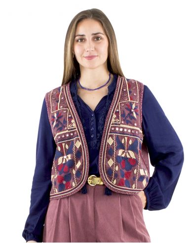 Chaleco algodón bordado con espejos