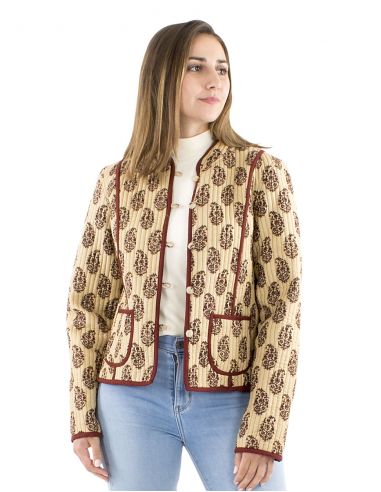Chaqueta acolchada algodón estampado Batik interior liso