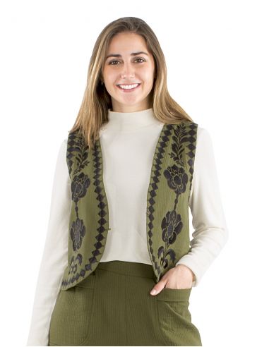 Chaleco algodón bordado doblado algodón