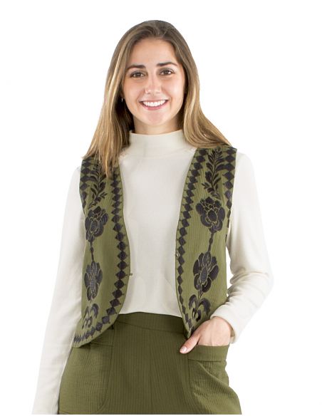 Chaleco algodón bordado doblado algodón