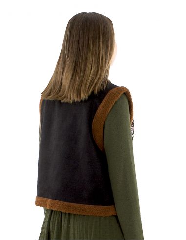 Chaleco malla poliéster estampado doblado forro poliéster corchete