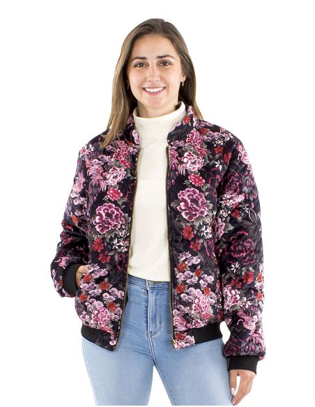 Cazadora malla poliéster acolchada estampado Sakura