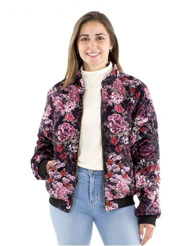Cazadora malla poliéster acolchada estampado Sakura