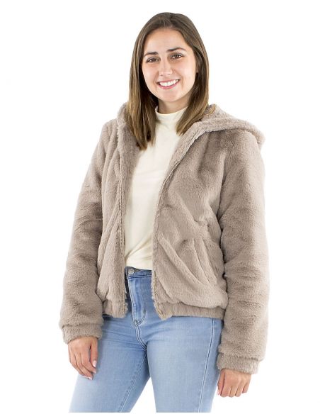 Chaqueta poliéster zip con capuchapiel poliéster
