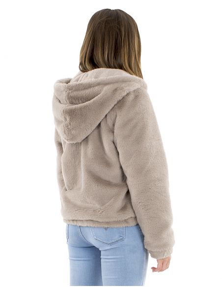 Chaqueta poliéster zip con capuchapiel poliéster