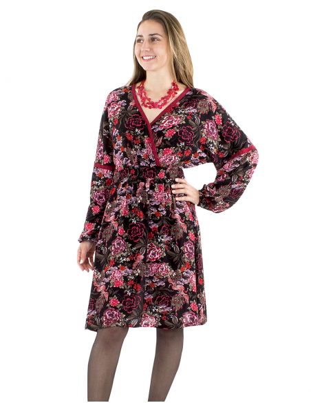 Vestido crepe viscosa cruzado estampado Sakura