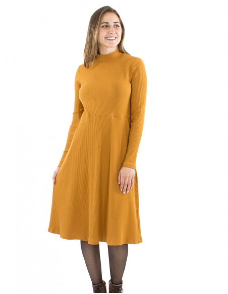 Vestido malla 95% algodón 5%elastano cuello alto