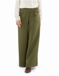 Pantalón algodón liso bolsillo 1/2 cintura elástica 2