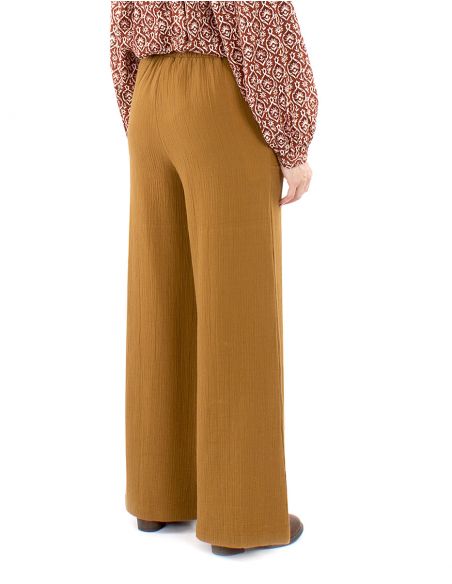 Pantalón algodón liso bolsillo 1/2 cintura elástica