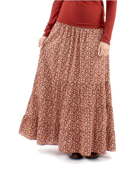 Falda larga algodón volantes doblada