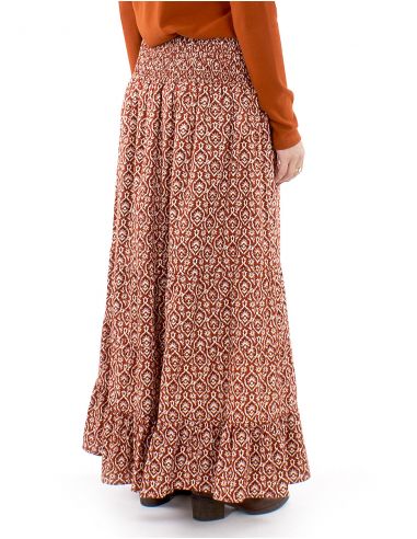 Falda larga algodón volantes doblada