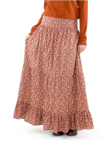 Falda larga algodón volantes doblada