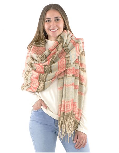 Chal acrílico flecos estampado líneas