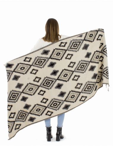 Chal acrílico flecos estampado geométrico
