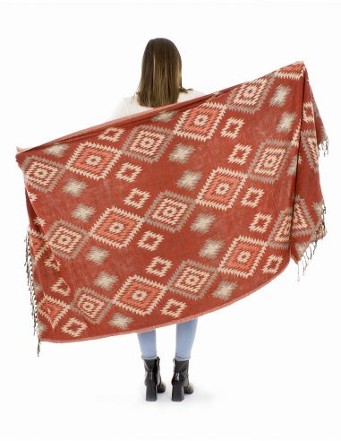 Chal acrílico flecos estampado geométrico