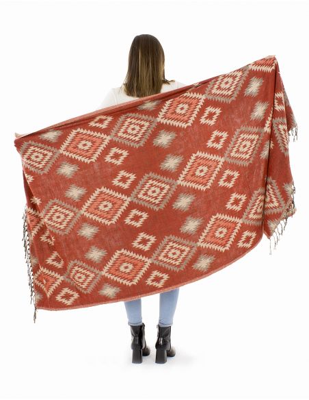 Chal acrílico flecos estampado geométrico