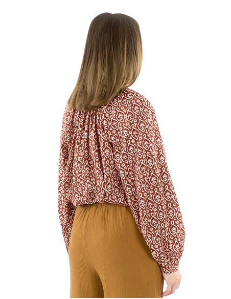 Blusa algodón bordada flores