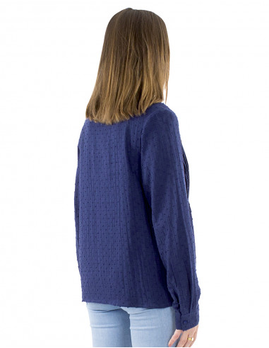 Blusa algodón lisa gasa bordada