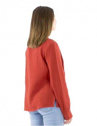 Blusa algodón lisa gasa bordada