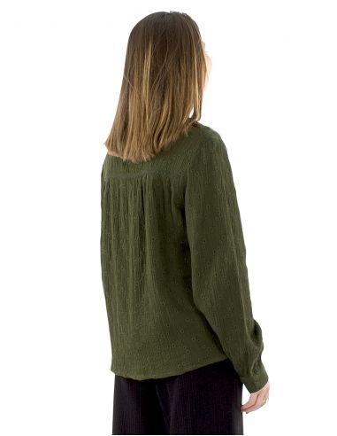 Blusa algodón lisa gasa bordada