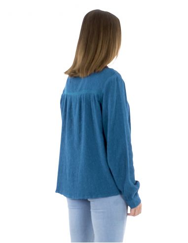 Blusa algodón lisa gasa bordada