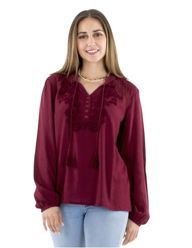 Blusa viscosa 5 botones bordada