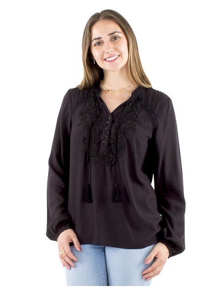 Blusa viscosa 5 botones bordada
