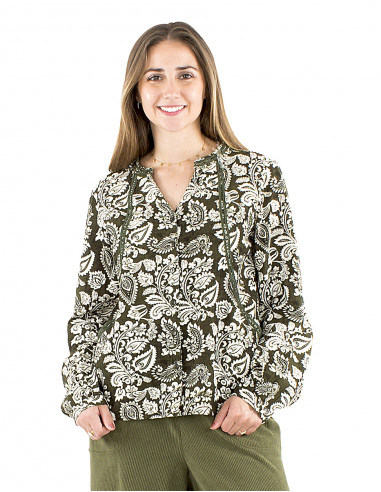 Blusa 91%viscosa 9%lino abotonada estampado...