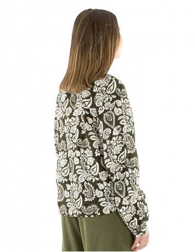 Blusa 91%viscosa 9%lino abotonada estampado...