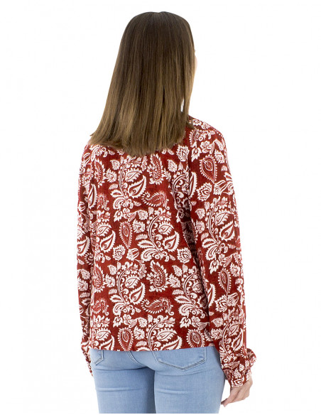 Blusa 91%viscosa 9%lino abotonada estampado antiguo