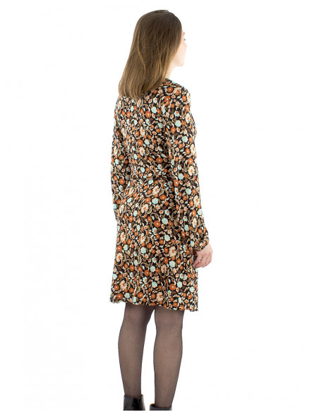 Vestido malla 95% poliéster 5% elastano estampado Jazmín cuello v