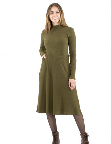 Vestido malla 95% algodón 5%elastano cuello alto