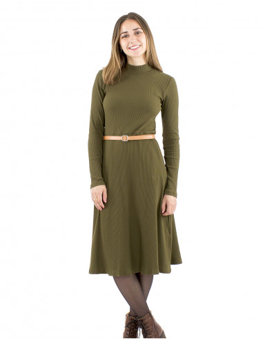 Vestido malla 95% algodón 5%elastano cuello alto