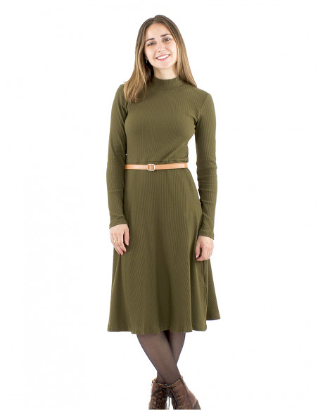 Vestido malla 95% algodón 5%elastano cuello alto