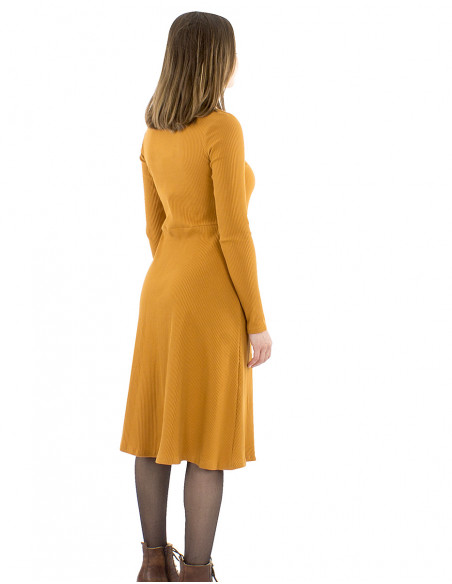 Vestido malla 95% algodón 5%elastano cuello alto