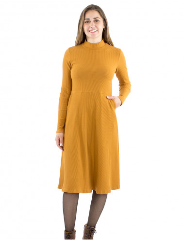 Vestido malla 95% algodón 5%elastano cuello alto