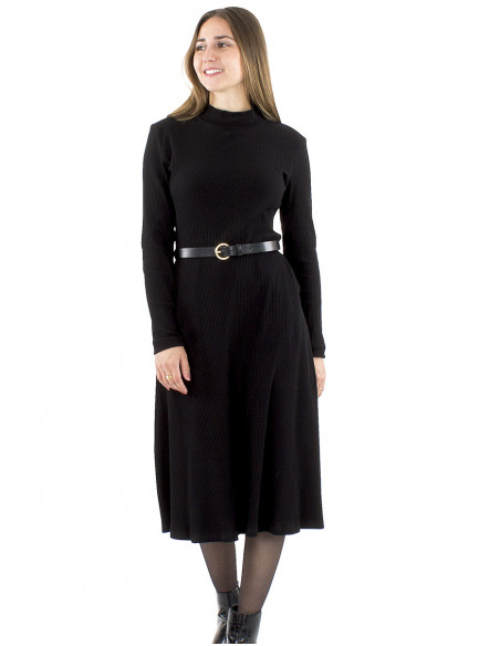 Vestido malla 95% algodón 5%elastano cuello alto