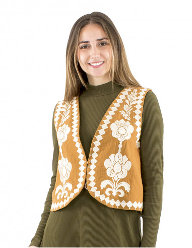 Chaleco algodón bordado doblado algodón